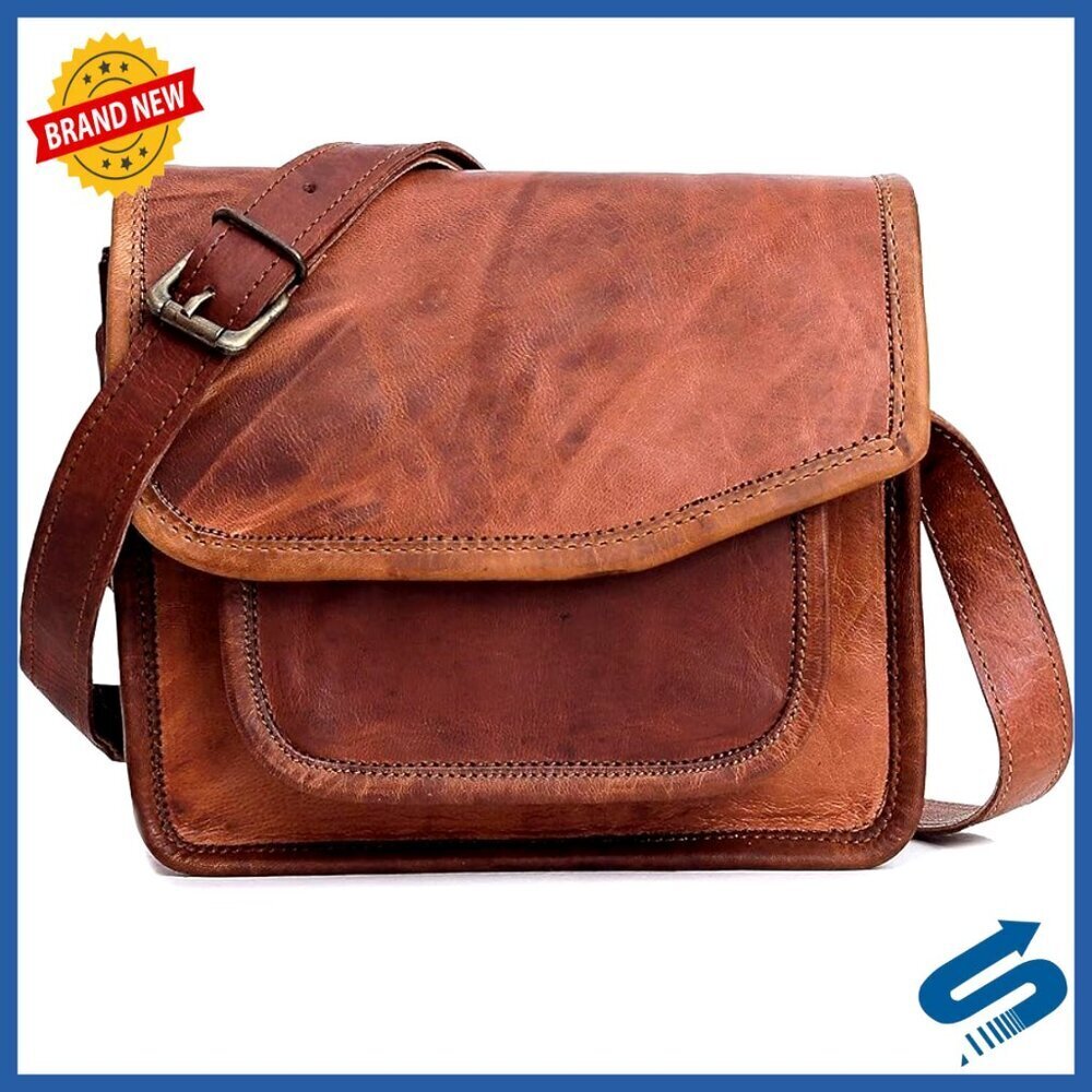 Genuine Leather Crossbody Messenger Bag Tablet Vintage Handcrafted Adjustable
